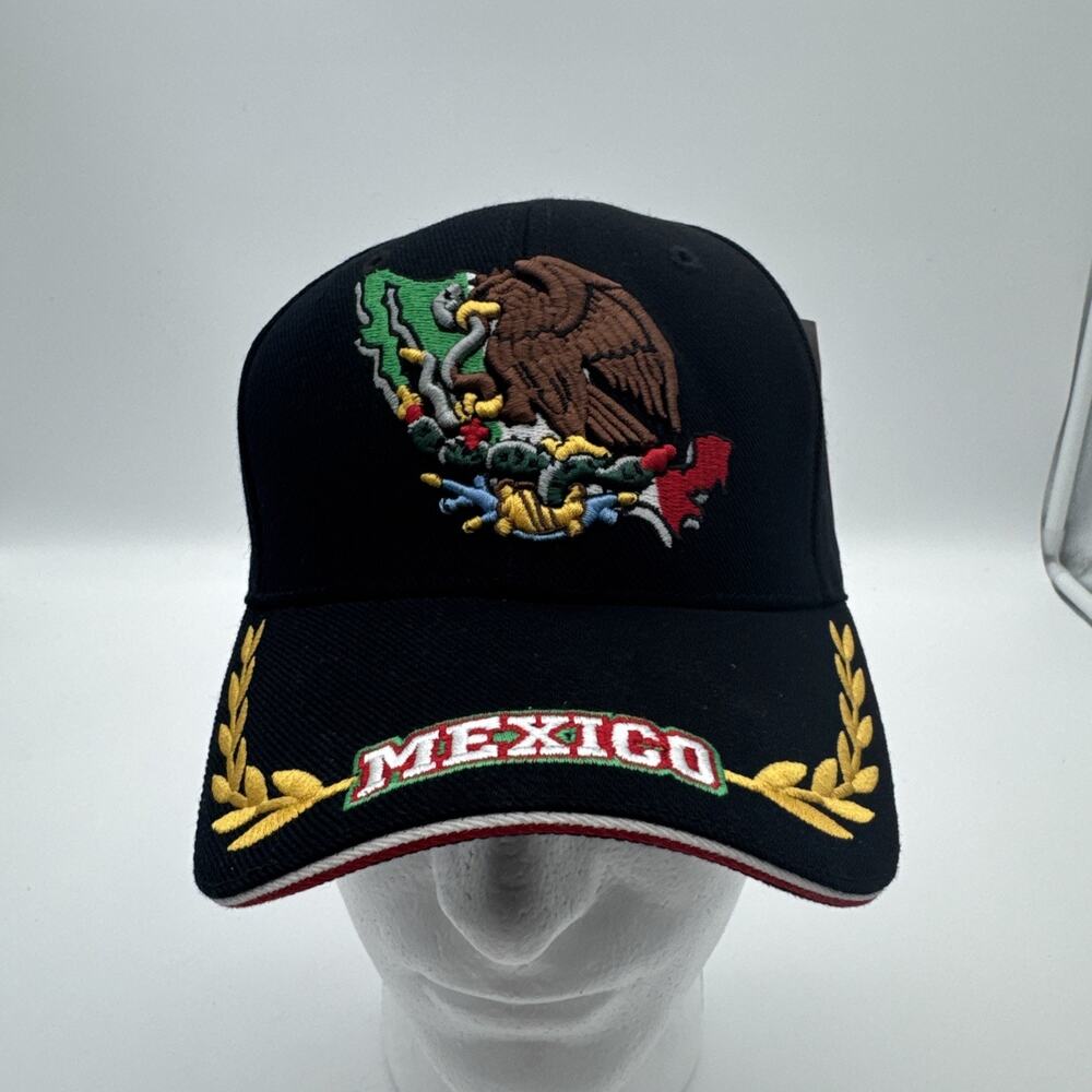 MEXICAN Map Eagle Federal Logo Curved Bill Baseball Cap Vintage 90s Nos